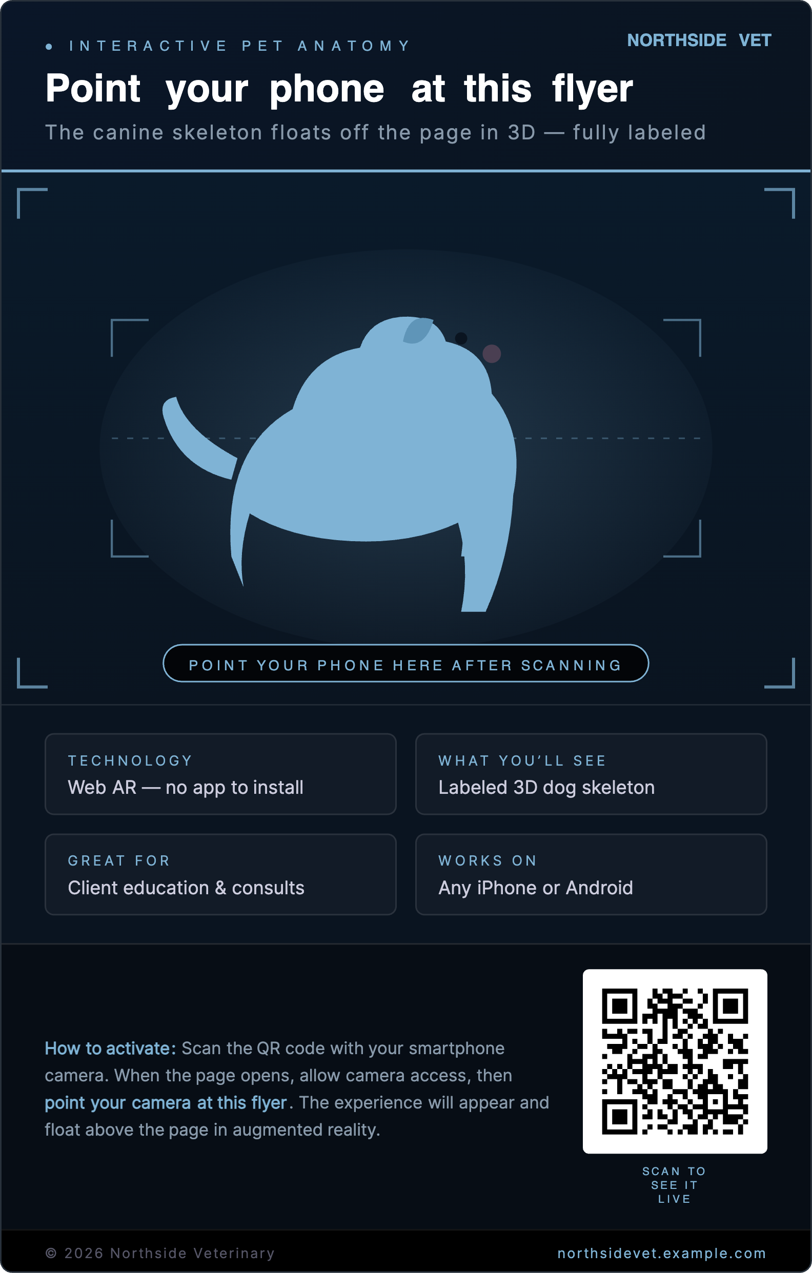 AR flyer — scan the QR code with your phone camera